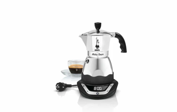 Top 10 👍 Bialetti Cafetière Italienne Moka Timer 3 Tasse, Noir/Argenté – Pot à Espresso 🎁 1